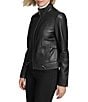 Andrew Marc Sport Rowan Leather Collared Racer Jacket, Color:Black - Image 4