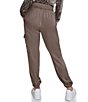 Color:Taupe - Image 2 - Satin High Waist Cinched Cuff Pull-On Cargo Joggers