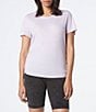 Color:Hydrangea - Image 1 - Short Sleeve Side Ruched Knit Tee