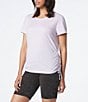 Color:Hydrangea - Image 3 - Short Sleeve Side Ruched Knit Tee