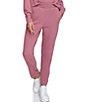Color:Mauve - Image 1 - Solid Fleece Knit Tapered Leg Pleated Ankle Ladies Pull-On Coordinating Pants