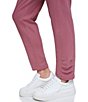 Color:Mauve - Image 4 - Solid Fleece Knit Tapered Leg Pleated Ankle Ladies Pull-On Coordinating Pants