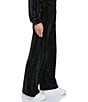 Color:Black - Image 3 - Solid Velvet Ribbed High Waist Wide Leg Coordinating Pull-On Pants