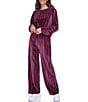 Color:Malbec - Image 4 - Solid Velvet Ribbed High Waist Wide Leg Coordinating Pull-On Pants