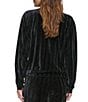 Color:Black - Image 2 - Velvet Ribbed Crew Neck Long Sleeve Coordinating Knit Top