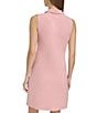 Color:Rose - Image 2 - Andrew Marc Sporty Knit Sleeveless Point Collar V-Neck Shift Tennis Dress