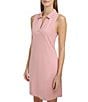 Color:Rose - Image 3 - Andrew Marc Sporty Knit Sleeveless Point Collar V-Neck Shift Tennis Dress