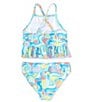 Color:Blue Multi - Image 2 - Big Girls 7-16 Shell Swirl Printed Tankini Top & Hipster Bottom 2-Piece Swimsuit