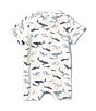 Color:Blue Multi - Image 2 - Baby Boys 3-24 Months Shark Print Short Sleeve Shortall