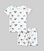 Color:White/Blue Multi - Image 1 - Baby Boys 6-24 Months Dino Print Short Sleeve T-Shirt & Pull-On Shorts Set