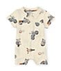 Color:Tan - Image 1 - Baby Boys Newborn-24 Months Button Down Collar Short Sleeve Motorcycle Short Romper