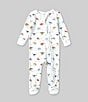 Color:Blue - Image 1 - Baby Boys Newborn-9 Months Long Sleeve 2-Way Zipper Dinosour Printed Footie Coverall