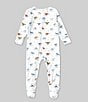 Color:Blue - Image 2 - Baby Boys Newborn-9 Months Long Sleeve 2-Way Zipper Dinosour Printed Footie Coverall