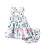 Color:Blue - Image 1 - Baby Girls 3-24 Months Hydrangea Print Square Neck Smocked Dress