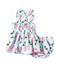 Color:Blue - Image 2 - Baby Girls 3-24 Months Hydrangea Print Square Neck Smocked Dress