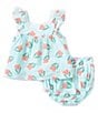 Color:Blue - Image 1 - Baby Girls 3-24 Months Square Neckline Sleeveless Woven Tulip Print Top & Diaper Cover Set