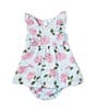 Color:Blue - Image 1 - Baby Girls 6-24 Months Hydrangea Print Square Neck Smocked Dress