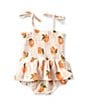 Color:Multi - Image 2 - Baby Girls Newborn-12 Months Peaches Print Smocked Bubble Romper