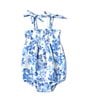 Color:Blue - Image 1 - Baby Girls Newborn-12 Months Roses Print Smocked Bubble Romper