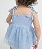 Color:Blue - Image 4 - Baby Girls Newborn-24 Months Solid Tutu Smocked Bubble