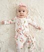 Color:Multi - Image 3 - Baby Girls Newborn-6 Months Long Sleeve Magnolias Print Footie Coverall