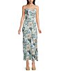 Angie -Printed Square Neck Lace Up Back Front Slit Midi Dress - Image 1