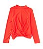 Color:Red - Image 1 - Big Girls 7-16 Mockneck Twist Front Long Sleeve Top