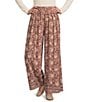 Angie Boarder Print Mid Rise Pull-on Straight Leg Pleated Front Pants - Image 1