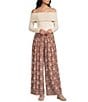 Angie Boarder Print Mid Rise Pull-on Straight Leg Pleated Front Pants - Image 3