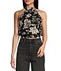 Angie Floral Print Mock Neck Sleeveless Top,All Products : American Fashion Style Bags On Sale Angie Floral Print Mock Neck Sleeveless Top,All Products : American Fashion Style Bags On Sale
