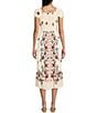 Angie Floral Print Short Sleeve Emma Bodice Tiered Hem Midi Dress, Color:Ivory - Image 2