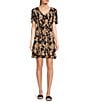 Color:Black - Image 1 - Floral Print Short Sleeve Tiered Fit-And-Flare Dress