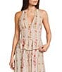 Angie Floral Printed Halter V-Neck Button Front Top - Image 1