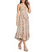 Angie Floral Printed Halter V-Neck Button Front Top - Image 3