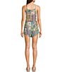Angie Patchwork Print Romper, Color:Blue - Image 2