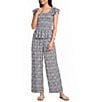 Angie Printed Smocked Square Neck Ruffle Sleeve Cropped Top - Image 3