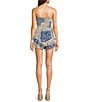 Angie Printed Strapless Smocked Ruffle Hem Romper - Image 2