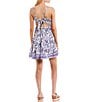 Color:Blue - Image 2 - Printed Tie Back Tiered Mini Dress