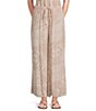 Angie Printed Tie Front Drawstring Wide Leg Coordinating Pants - Image 1