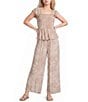 Angie Printed Tie Front Drawstring Wide Leg Coordinating Pants - Image 3
