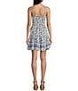 Angie Floral Printed V-Neck Spaghetti Strap Twist Front Keyhole Tiered Dress, Color:Ivory/Blue - Image 2