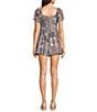 Angie Romper Patch Print V-Neck Short Sleeve Tie Front Romper, Color:White - Image 2