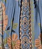 Angie Scoop Floral Print Neck Flutter Sleeve Coordinating Crop Top, Color:Blue - Image 4