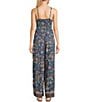 Angie Sleeveless Border Print Keyhole Knot Front Wide Leg Jumpsuit, Color:Slate - Image 2