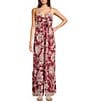 Angie Sleeveless Border Print Keyhole Knot Front Wide Leg Jumpsuit - Image 1