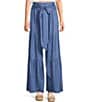 Angie Solid Tiered Tie Front Smocked Wide Leg Pants - Image 1