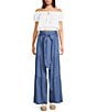 Angie Solid Tiered Tie Front Smocked Wide Leg Pants - Image 3
