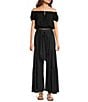 Angie Solid Tiered Tie Front Smocked Wide Leg Pants - Image 3
