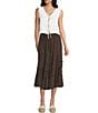 Angie Tie Front Ruffle Maxi Skirt, Color:Brown - Image 3
