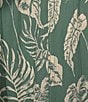 Color:Green - Image 4 - Tie Waist Small Tropical Leaf Print Split Leg Pants